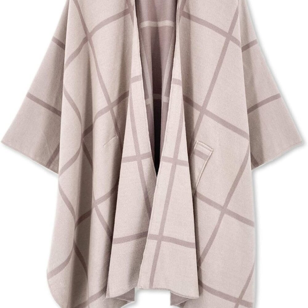 Women's Shawl Wrap Poncho Ruana Cape Open Front Cardigan Shawls for Fall Winter - Picture 5 of 6